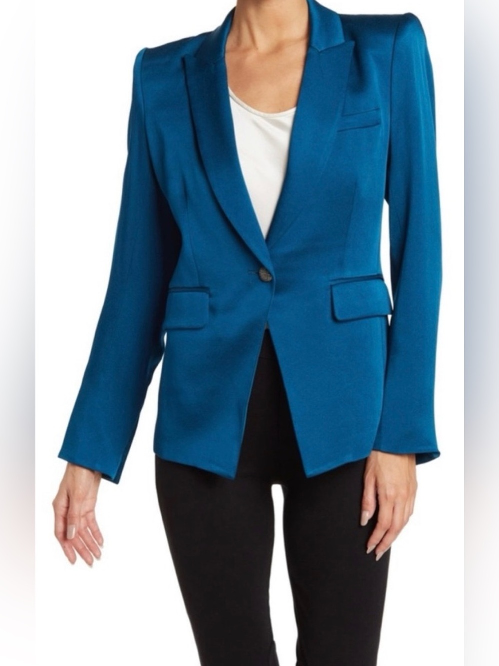 Veronica Beard Athens Satin Dickey Jacket Size 0 Cerulean Blue